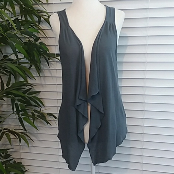 Rocker Girl Sweaters - Rocker Girl Gray Waterfall Sleeveless Cardigan